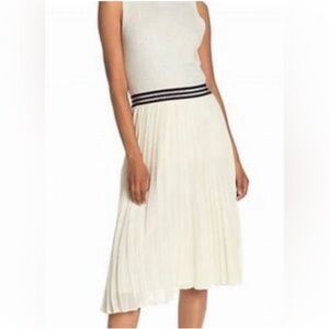 CUPCAKES & CASHMERE Livia Ivory Pleated Midi Skirt With Contrasting Waistband S
